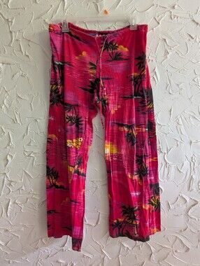 Delia's Vintage Pink Tropical Print Wide Legged Loungewear Set Size Small